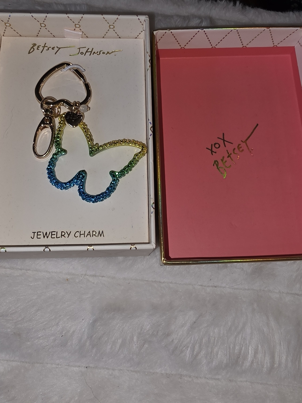 Betsey Johnson Gold-Tone Rainbow Butterfly Key Charm/Bag Charm